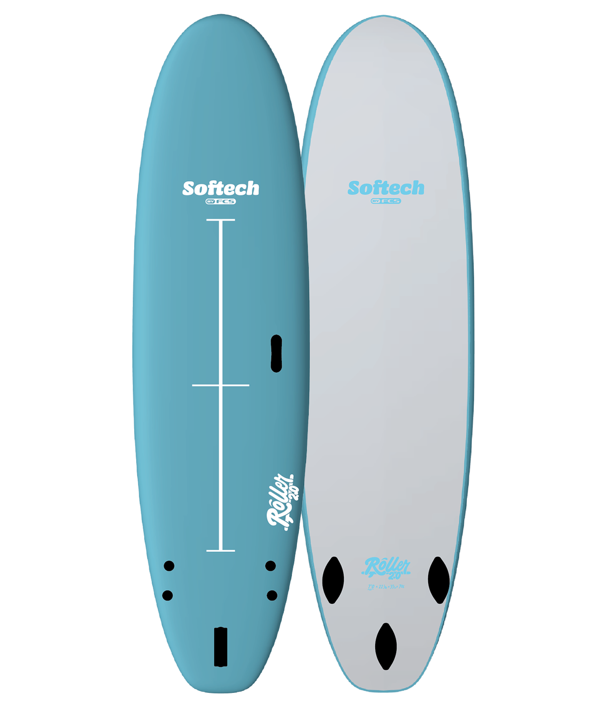 Softech softboard manufacturer reference, deck and underside.