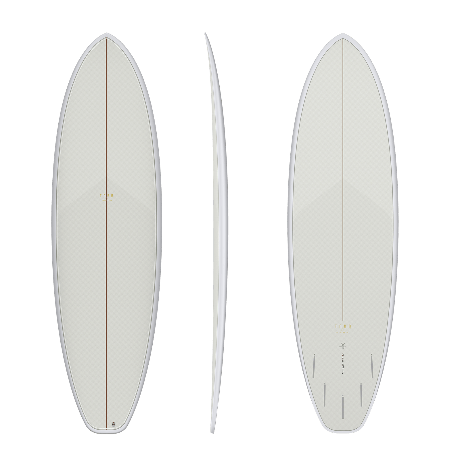 Torq shortboard manufacturer reference, deck, rail and underside.
