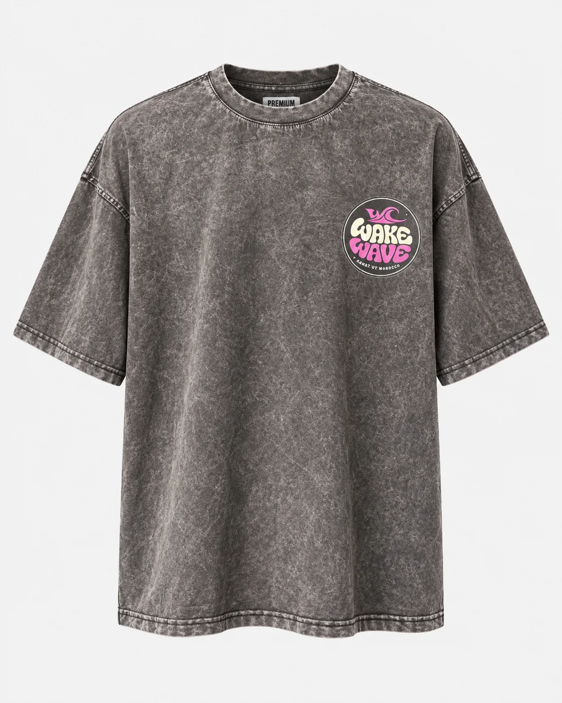 Wake Wave Pink Wave Tee, front product view.