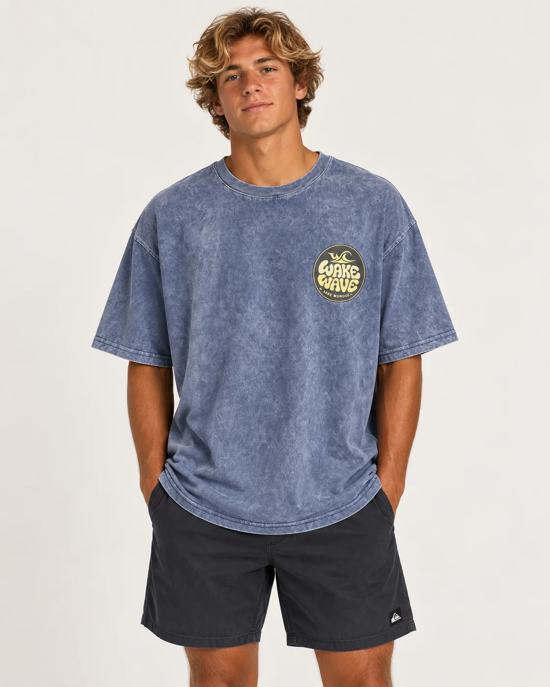Wake Wave Sun Wave Palm Tee, worn from the front.