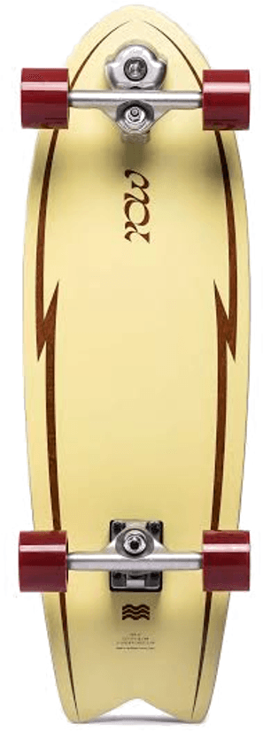 Wake Wave cream surfskate, complete deck, trucks and red wheels.
