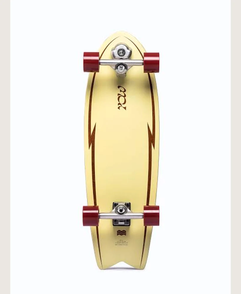 Cream YOW surfskate complete with red wheels.